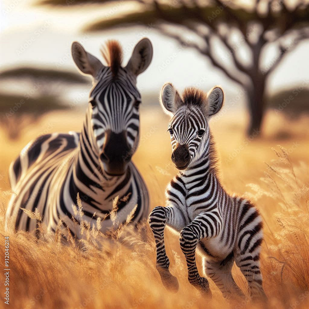 Fototapeta premium zebras in the zoo