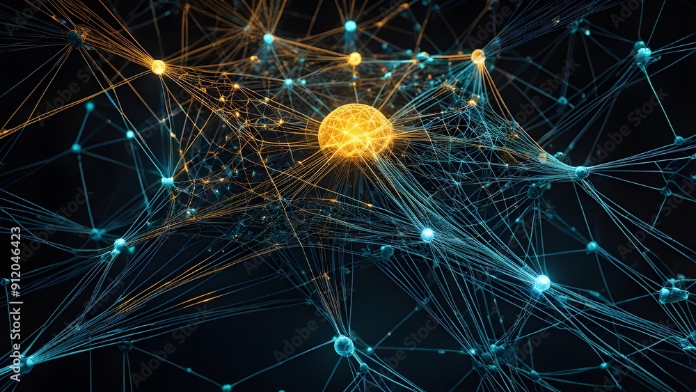 Obraz premium A computer generated image of a brain with a yellow object in the middle