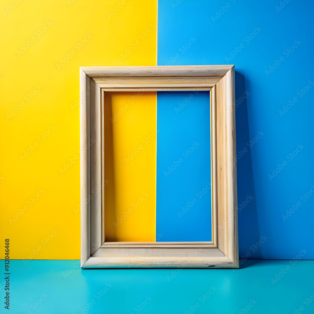photo frame on blue and yellow bright dry colors photo frame on blue and yellow bright dry colors