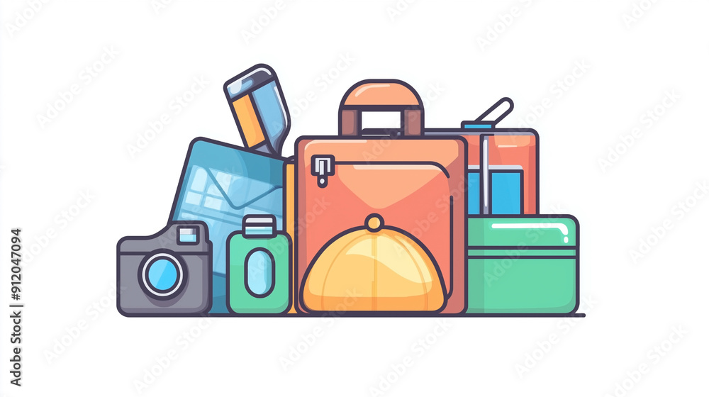 Naklejka premium Travel Essentials Illustration