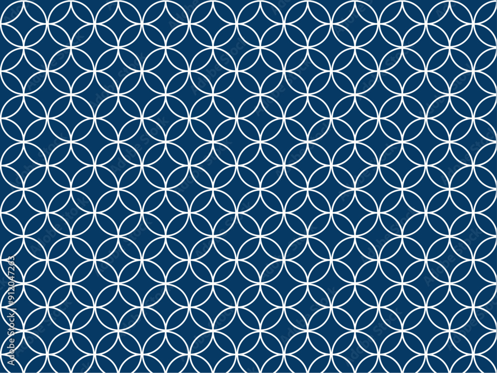 Fototapeta premium 紺色背景の七宝柄パターンベクター素材