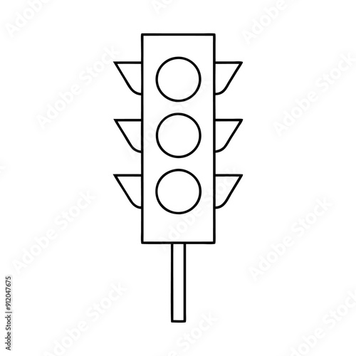 Black silhouette traffic control light icon and vector illustration isolated on a white background