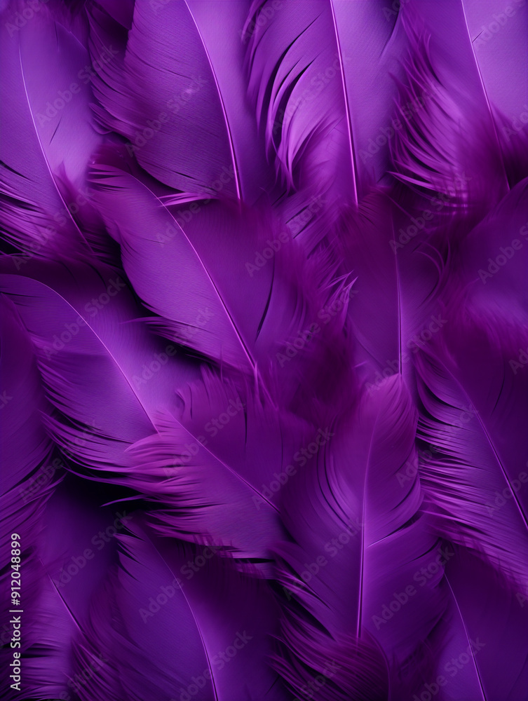 Fototapeta premium purple feathers are arranged in a pattern on a purple background
