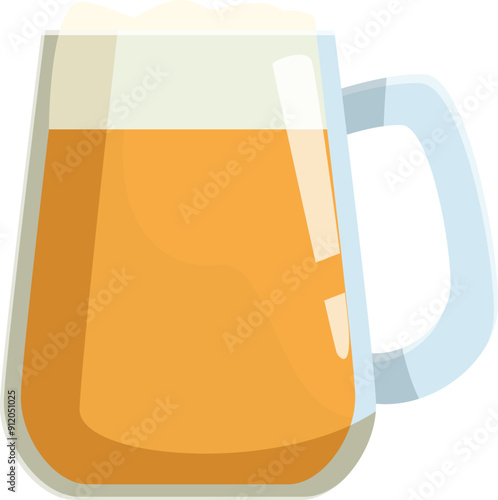 Glass of beer with foam overflowing on transparent background