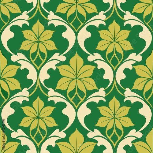 seamless pattern of botanical quatrefoil motifs