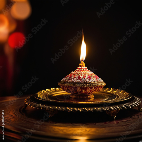 diwali diya or oil lamp isolated festival of lights photo