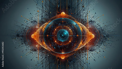 An abstract design exploring the concept of quantum computing, with quantum particles, entangled states, and dynamic visualizations depicted through abstract forms


