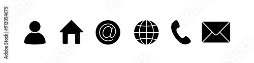 Contact icon set. Business card icon