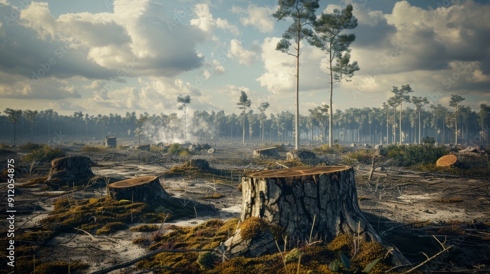 Obraz premium logs cut in the middle of nature