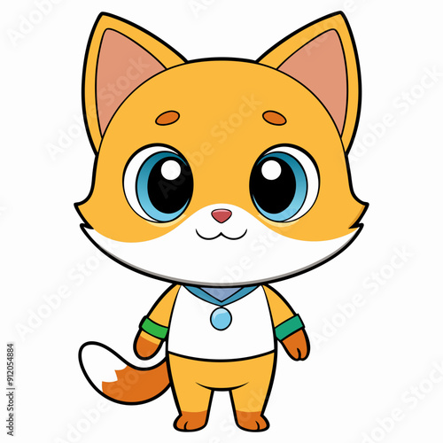 A Chibi Cat isolated art vector