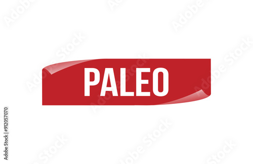 Red banner paleo isolated on white background.
