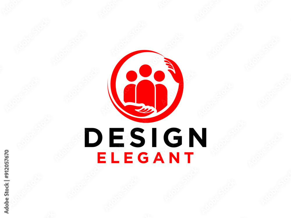 Abstract People Care Logo. Human Icon with Circular Two Hands Symbol. Abstract People Care Logo. Human Icon with Circular Two Hands Symbol.