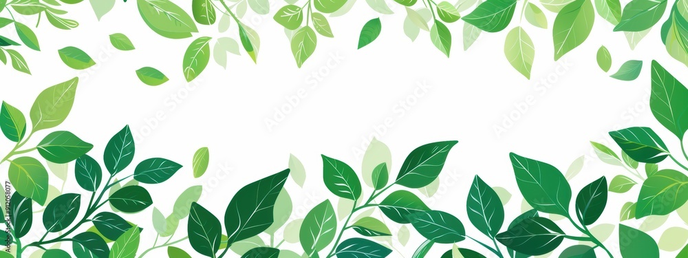 Border with green leaves, blank page Border with green leaves, blank page