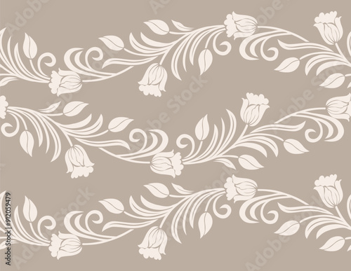 Vector seamless lacy floral border design