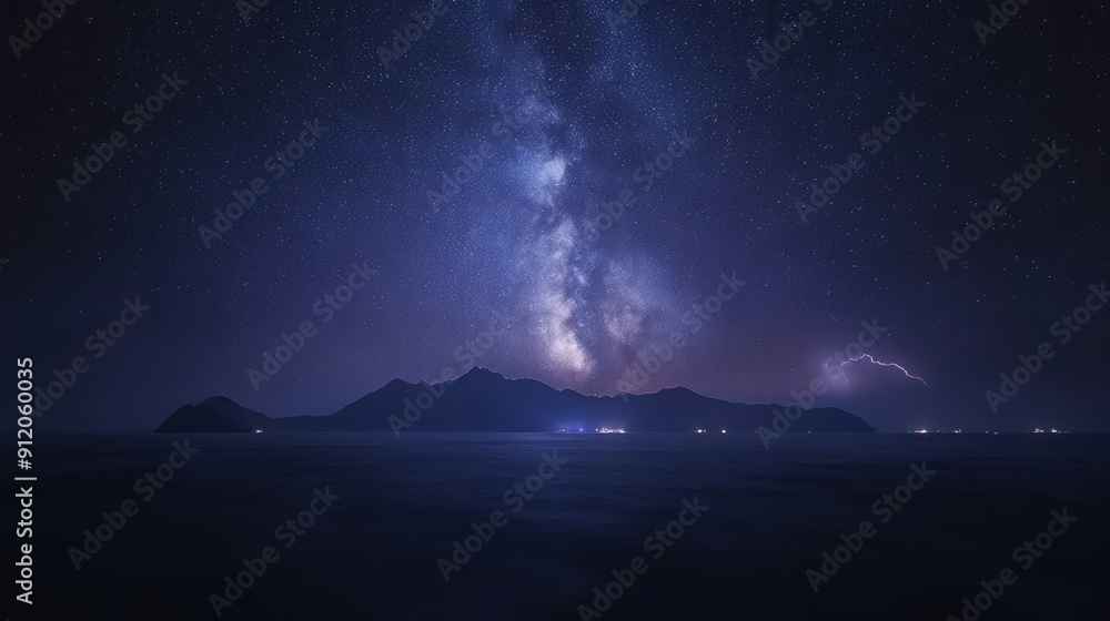 Beautiful Sea Landscape With A Night Sky Galaxy Beautiful Sea Landscape With A Night Sky Galaxy