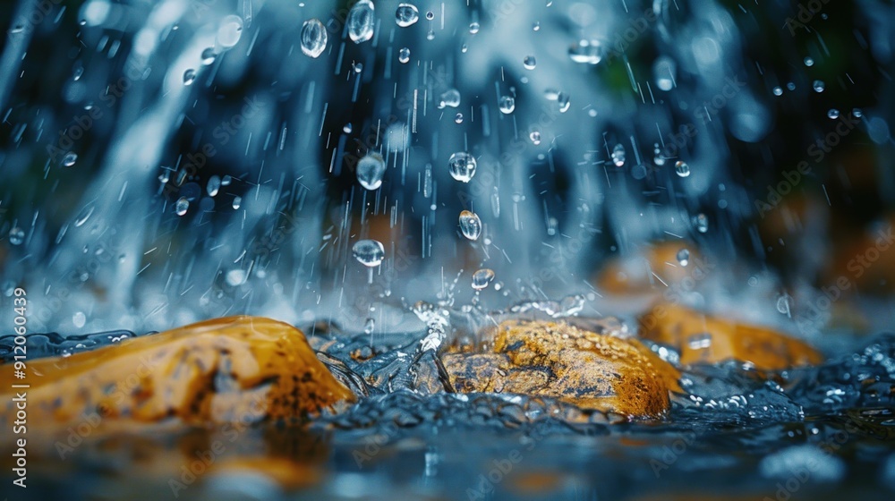 Water Droplets Falling on Stones Water Droplets Falling on Stones
