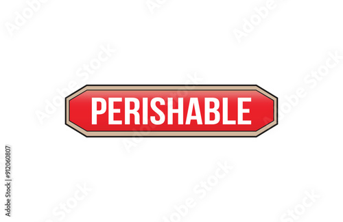 Red banner perishable isolated on white background.