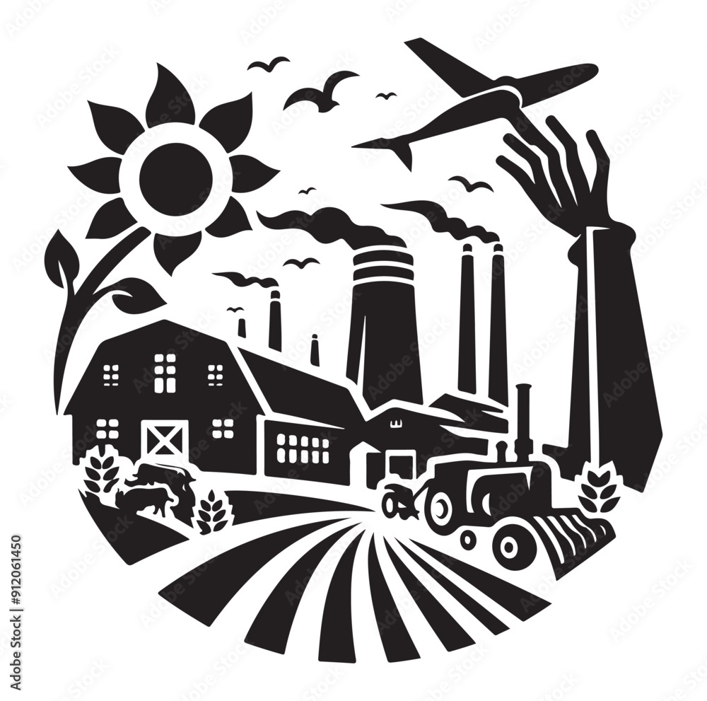 Obraz premium Farm animal logo design vector silhouette.