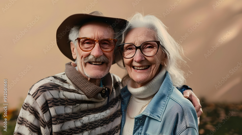 The elderly smiling couple The elderly smiling couple