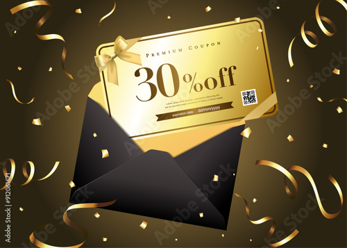 black envelope and coupon illustration