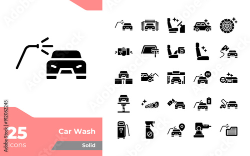 Car Wash Solid Icons