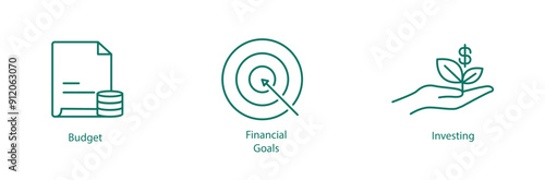 Budget, Financial Growth, and Investing Vector Icon Set