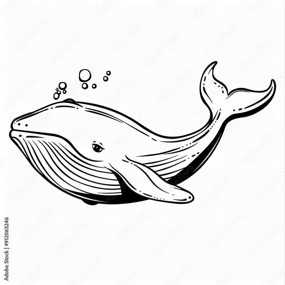 Obraz premium Cartoon of a Whale children coloring book page 