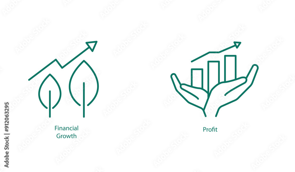 Financial Growth and Profit Vector Icon Set Financial Growth and Profit Vector Icon Set