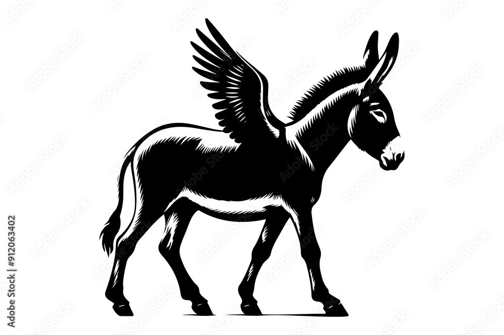 donkey silhouette vector illustration - Generative AI donkey silhouette vector illustration - Generative AI