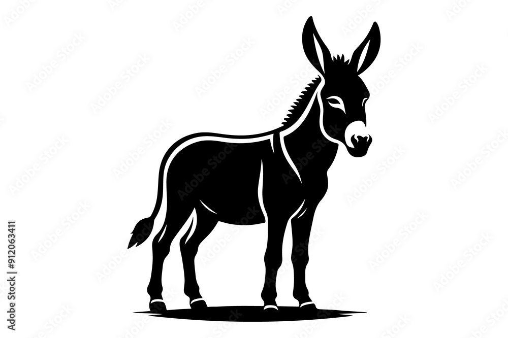 donkey silhouette vector illustration - Generative AI donkey silhouette vector illustration - Generative AI