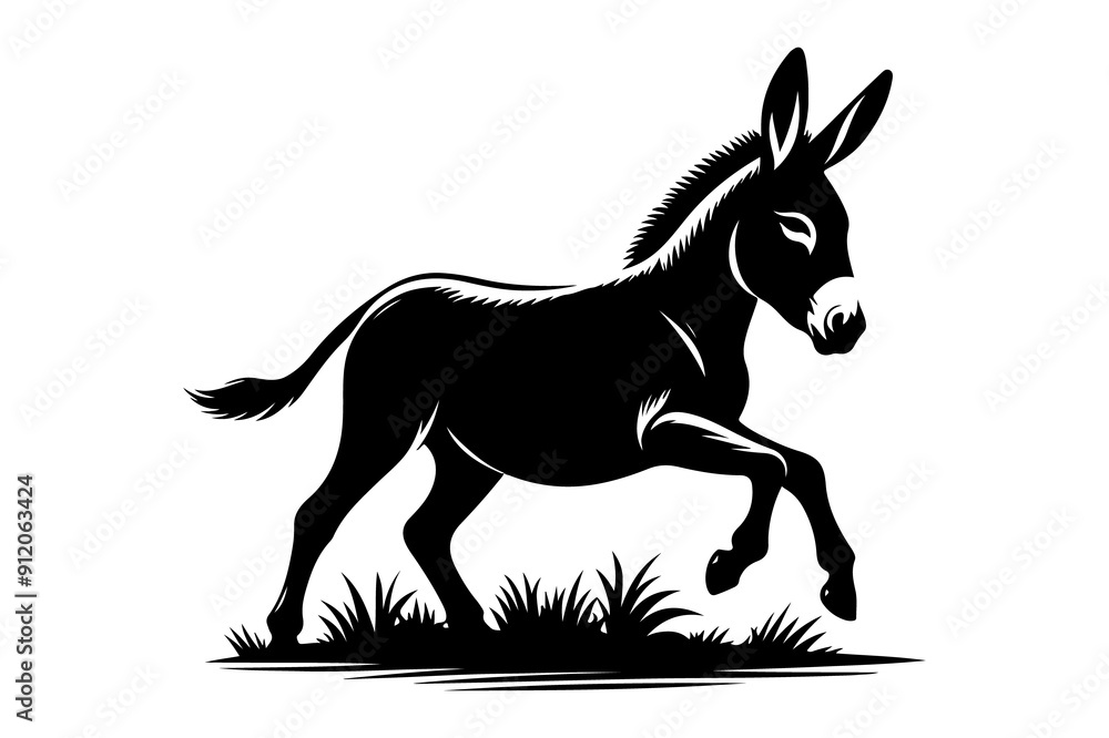 donkey silhouette vector illustration - Generative AI donkey silhouette vector illustration - Generative AI