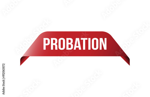 Red banner Probation isolated on white background.