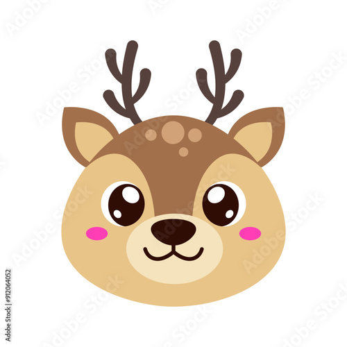 Animal deer cartoon, digital art illustration.
