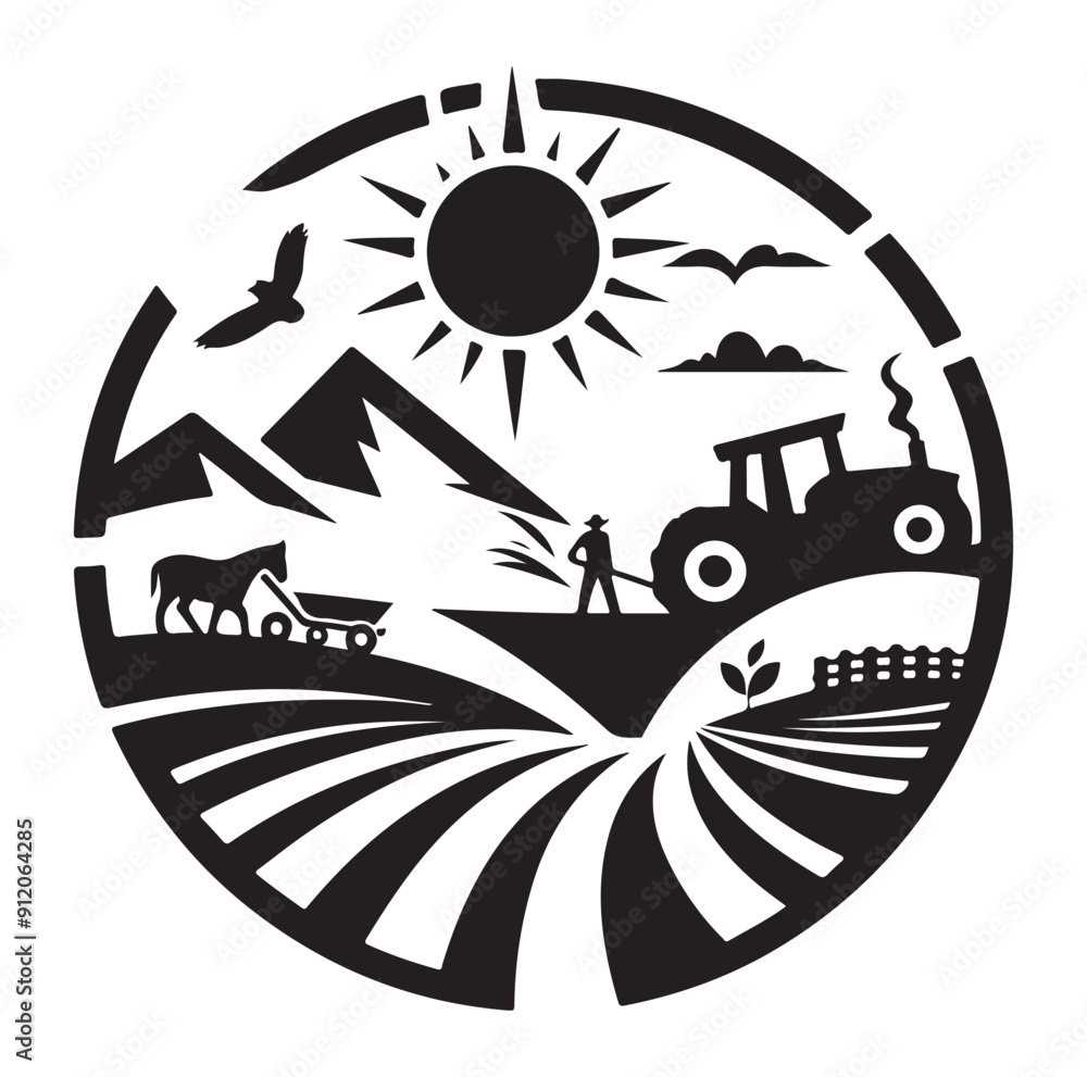 Fototapeta premium Farm animal logo design vector silhouette.