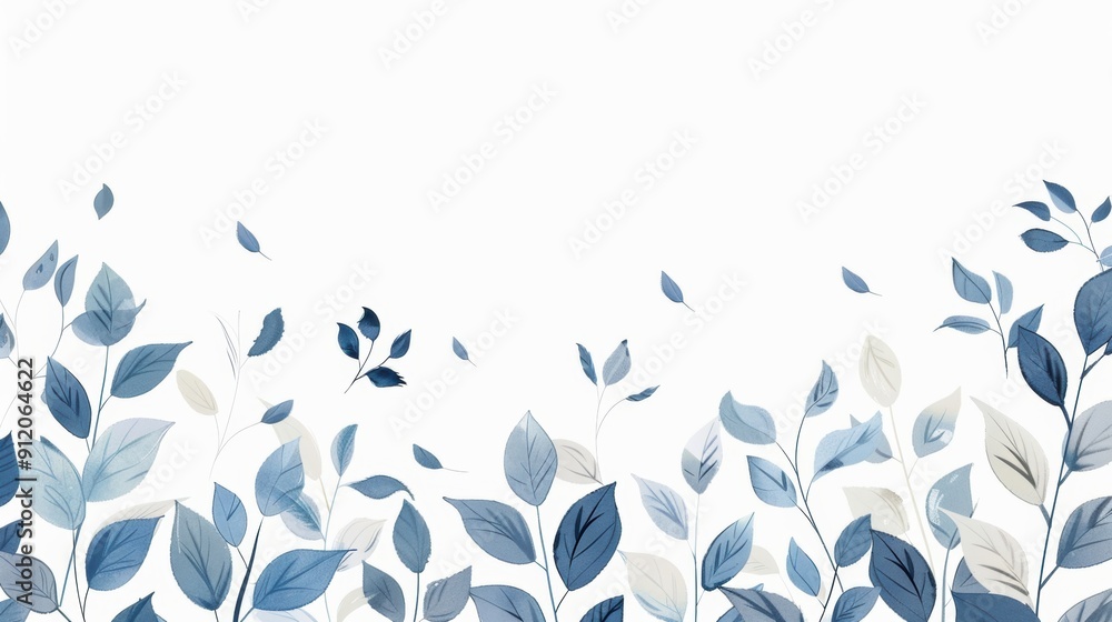 Border with blue leaves, blank page. Border with blue leaves, blank page.
