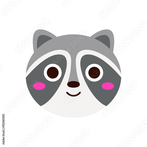 Animal raccoon cartoon, digital art illustration.
