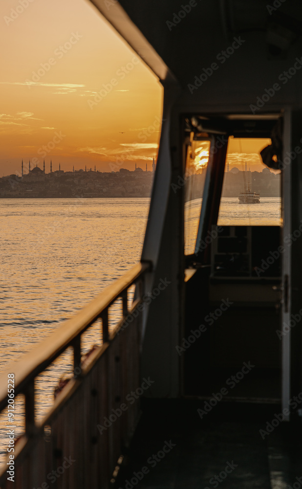 Sunset view of Istanbul from ferry corridor
Sunset view of Istanbul from ferry corridor