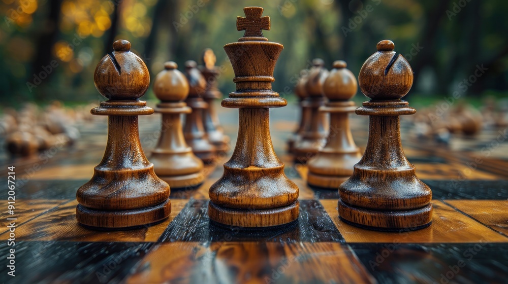 Chess Pieces in an Autumnal Forest Chess Pieces in an Autumnal Forest