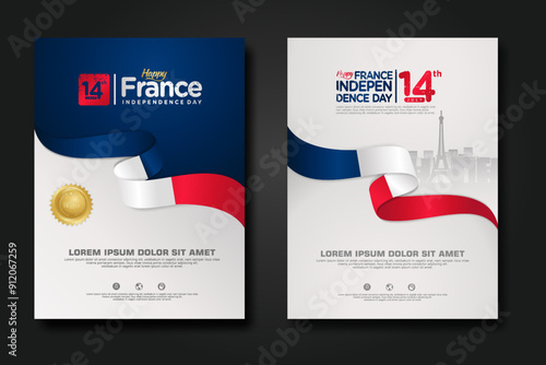 France happy Independence Day cover background design