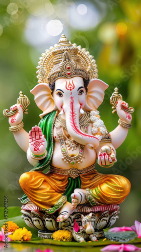 Lord ganesha sculpture on nature background