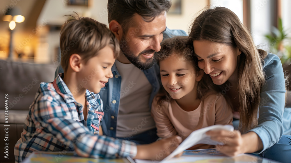 Family searching for a new home, analyzing housing market trends and researching the best places to live. Family searching for a new home, analyzing housing market trends and researching the best places to live.
