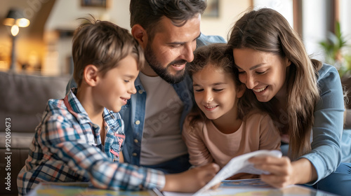 Family searching for a new home, analyzing housing market trends and researching the best places to live.
