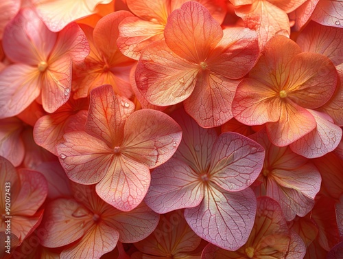 Close-up of Delicate Pink Hydrangea Petals