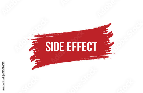 Brush style side effect red banner design isolated on white background.