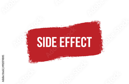 Brush style side effect red banner design isolated on white background.