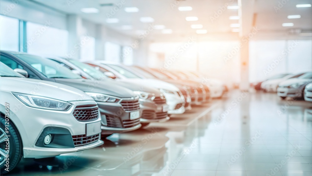 Row of brand new cars in a spacious showroom
Row of brand new cars in a spacious showroom