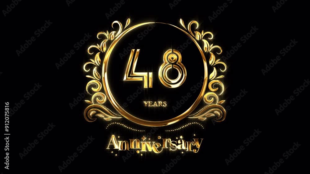48th Anniversary Celebration. Happy 48 Years Anniversary Animation in Gold Color on the Transparent Background, Alpha Channel. Great for greetings, celebrations, events, and gifts. 48th Anniversary Celebration. Happy 48 Years Anniversary Animation in Gold Color on the Transparent Background, Alpha Channel. Great for greetings, celebrations, events, and gifts.