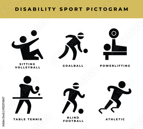 disability sport pictogram. silhouette icon of disability athlete collection.