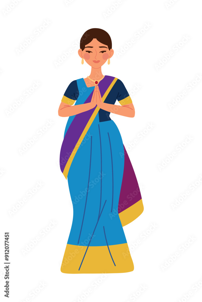 smiling indian woman making in a namaste gesture smiling indian woman making in a namaste gesture