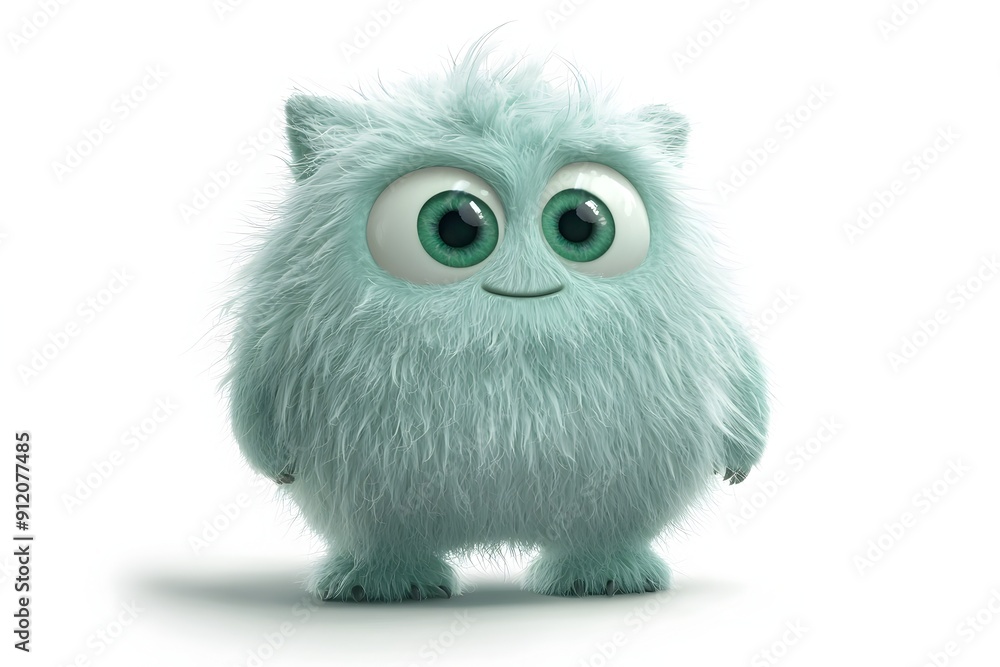 Cute and Fluffy Green Monster Plush Toy with Playful Expression Cute and Fluffy Green Monster Plush Toy with Playful Expression